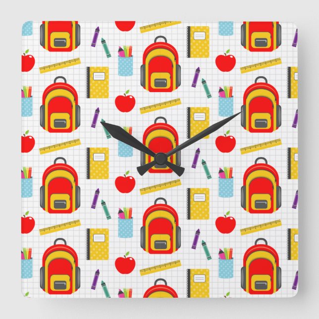 Teacher Gift | Apple Back To School Square Wall Clock (Front)