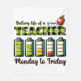 Teacher Gift | Battery Life Of A Teacher Fleece Blanket