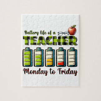 Teacher Gift | Battery Life Of A Teacher Jigsaw Puzzle