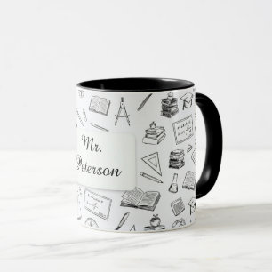 Teacher Gift Black & White Science Math Mug
