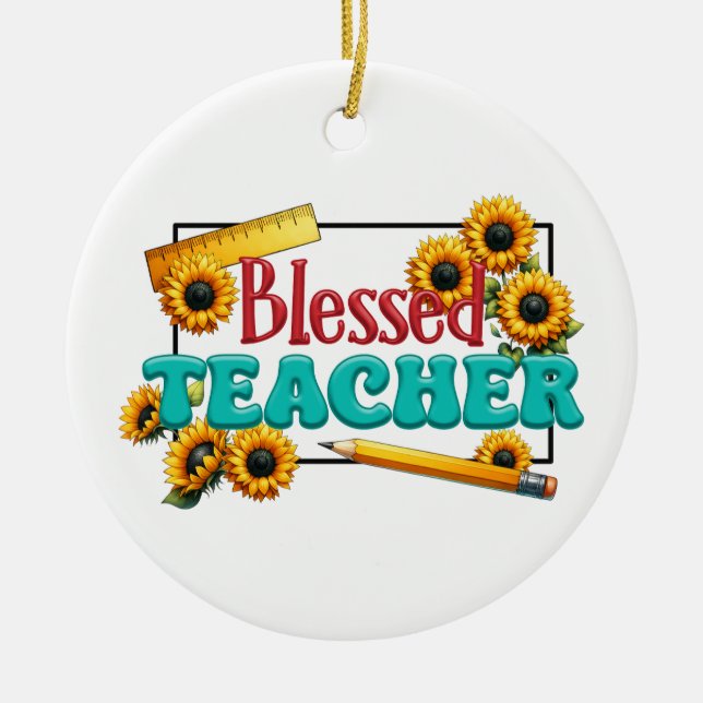 Teacher Gift | Blessed Teacher Ceramic Tree Decoration (Front)