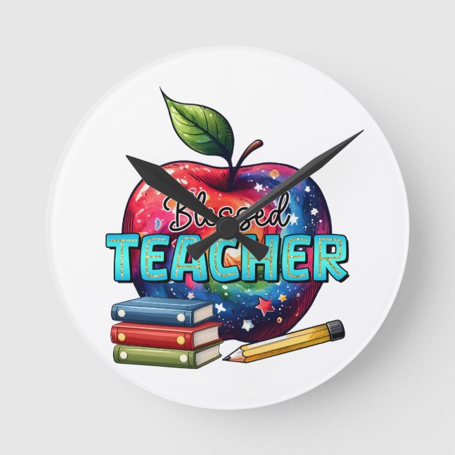 Teacher Gift | Blessed Teacher Round Clock (Front)