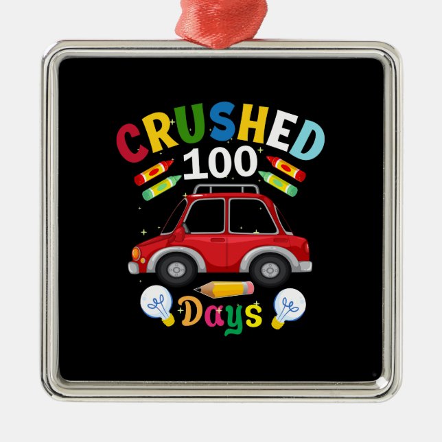 Teacher Gift | Crushed 100 Days Metal Tree Decoration (Front)