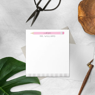 Teacher Gift Custom Illustrated Pink Pencil Notepad