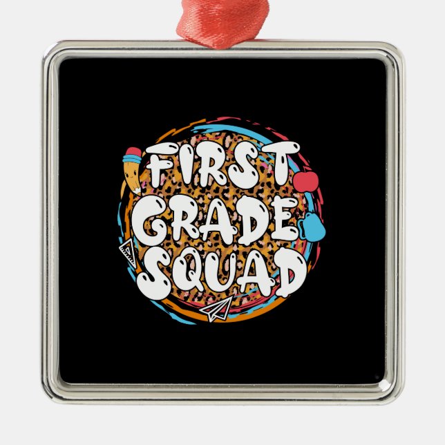 Teacher Gift | First Grade Squad Metal Tree Decoration (Front)