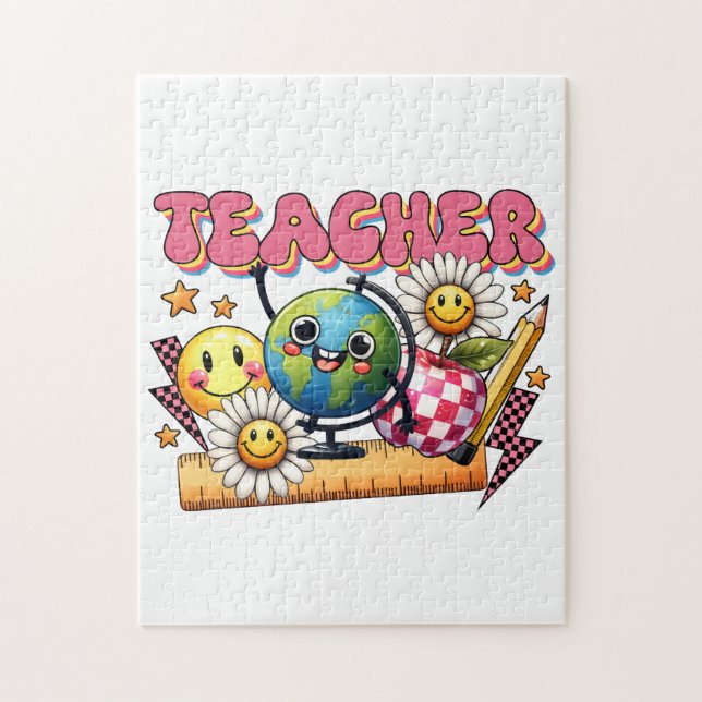 Teacher Gift | Floral Teacher Jigsaw Puzzle (Vertical)