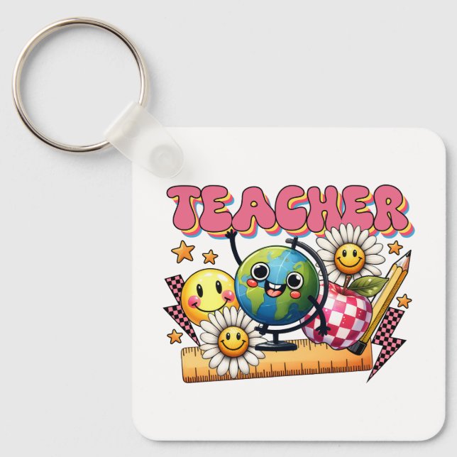 Teacher Gift | Floral Teacher Key Ring (Front)