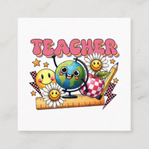 Teacher Gift Floral Teacher Square Business Card