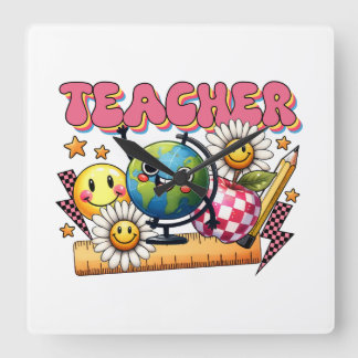 Teacher Gift | Floral Teacher Square Wall Clock
