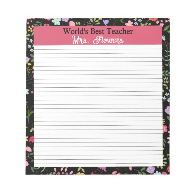 Teacher Gift for the World's Best to Personalise Notepad (Front)
