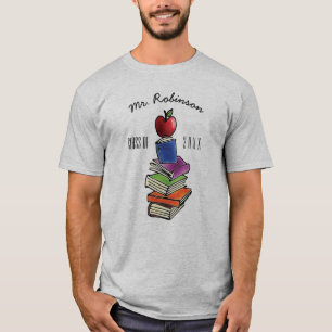 Teacher Gift from Class Apple with Book Stack T-Shirt