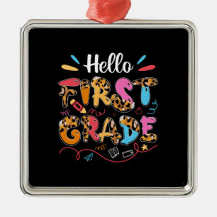 Teacher Gift Hello First Grade Metal Tree Decoration