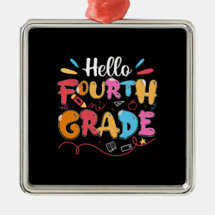 Teacher Gift   Hello Fourth Grade Metal Tree Decoration