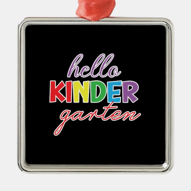 Teacher Gift | Hello Kinder Garten Metal Tree Decoration (Front)