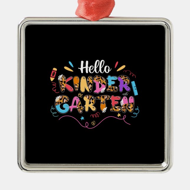 Teacher Gift | Hello Kinder Garten Metal Tree Decoration (Front)