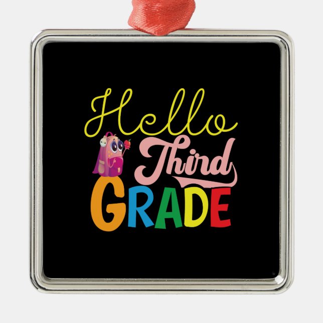 Teacher Gift | Hello Third Grade Metal Tree Decoration (Front)