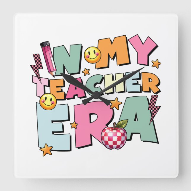 Teacher Gift | In My Teacher Era Square Wall Clock (Front)