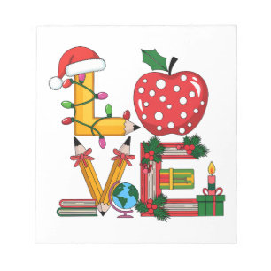 Teacher Gift Love Pencil Apple Books Notepad