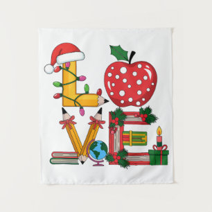 Teacher Gift   Love Pencil Apple Books Tapestry
