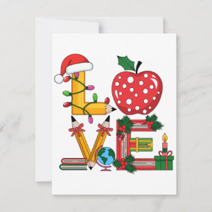 Teacher Gift Love Pencil Apple Books Thank You Card