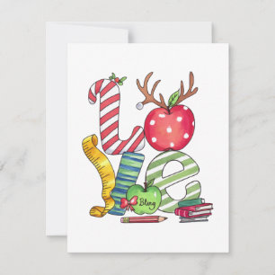 Teacher Gift Love Pencil Apple Card