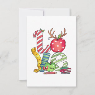 Teacher Gift   Love Pencil Apple Thank You Card