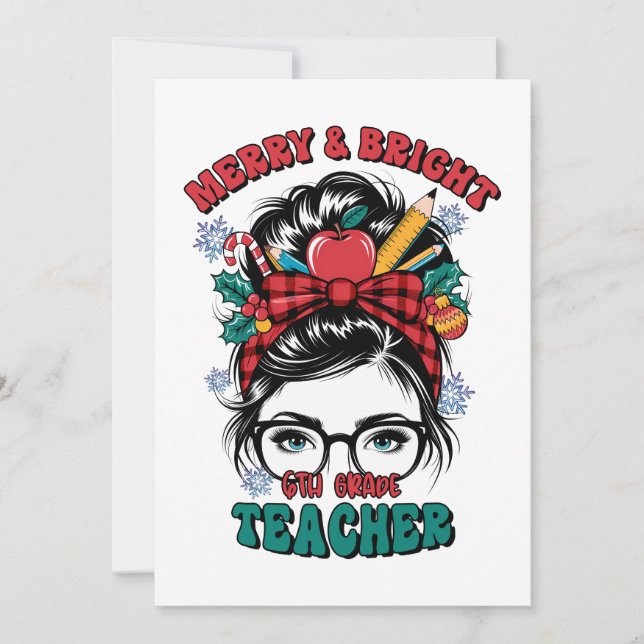 Teacher Gift | Merry And Bright Teacher Invitation (Front)
