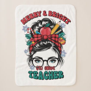 Teacher Gift Merry And Bright Teacher Sherpa Blanket
