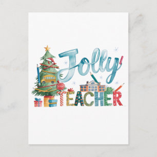 Teacher Gift Merry Christmas Jolly Teacher Holiday Postcard