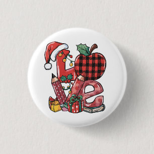 Teacher Gift   Merry Christmas Love 3 Cm Round Badge