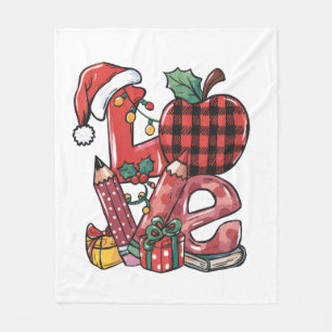 Teacher Gift Merry Christmas Love Fleece Blanket