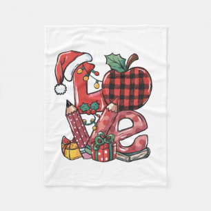 Teacher Gift Merry Christmas Love Fleece Blanket