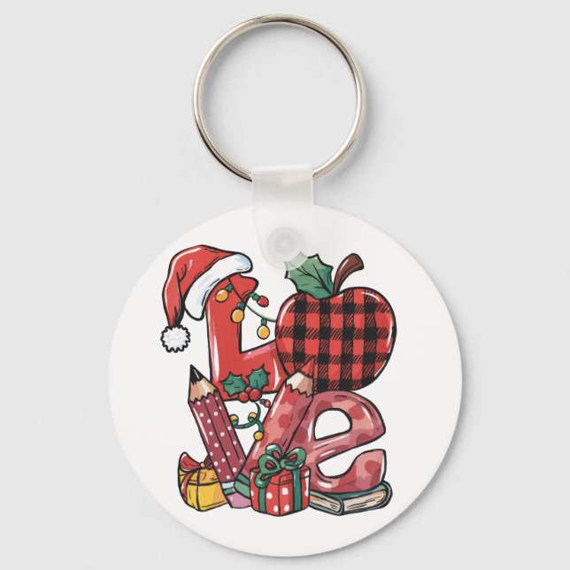 Teacher Gift | Merry Christmas Love Key Ring (Front)