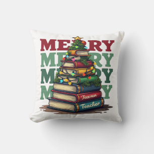 Teacher Gift   Merry Christmas Teacher Books Cushion