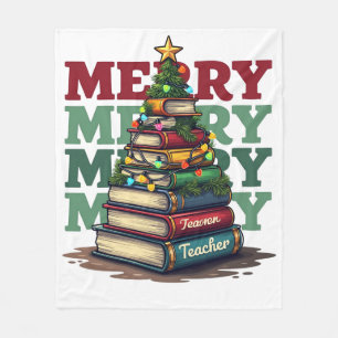 Teacher Gift   Merry Christmas Teacher Books Fleece Blanket