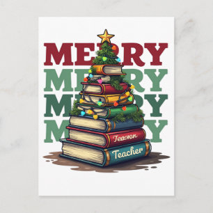 Teacher Gift Merry Christmas Teacher Books Postcard