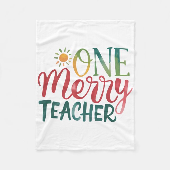 Teacher Gift | One Merry Teacher Fleece Blanket (Front)