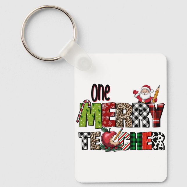Teacher Gift | One Merry Teacher Key Ring (Front)