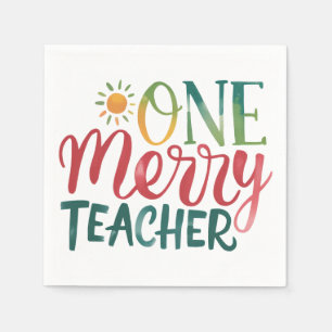 Teacher Gift One Merry Teacher Napkin
