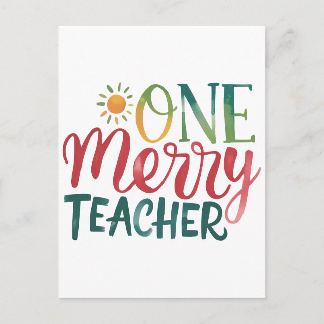 Teacher Gift | One Merry Teacher Postcard (Front)