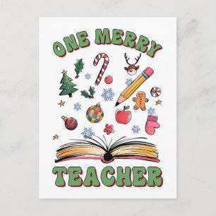 Teacher Gift One Merry Teacher Postcard