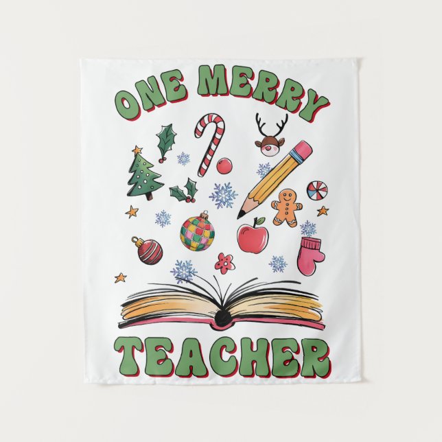 Teacher Gift | One Merry Teacher Tapestry (Front)