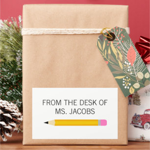 Teacher Gift Pencil From the Desk of Rectangular Sticker