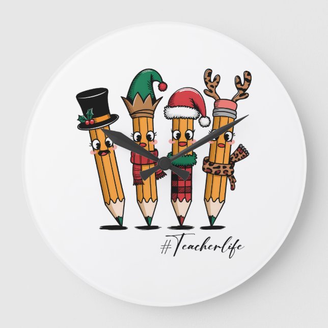 Teacher Gift | Pencil Teacher Life Large Clock (Front)