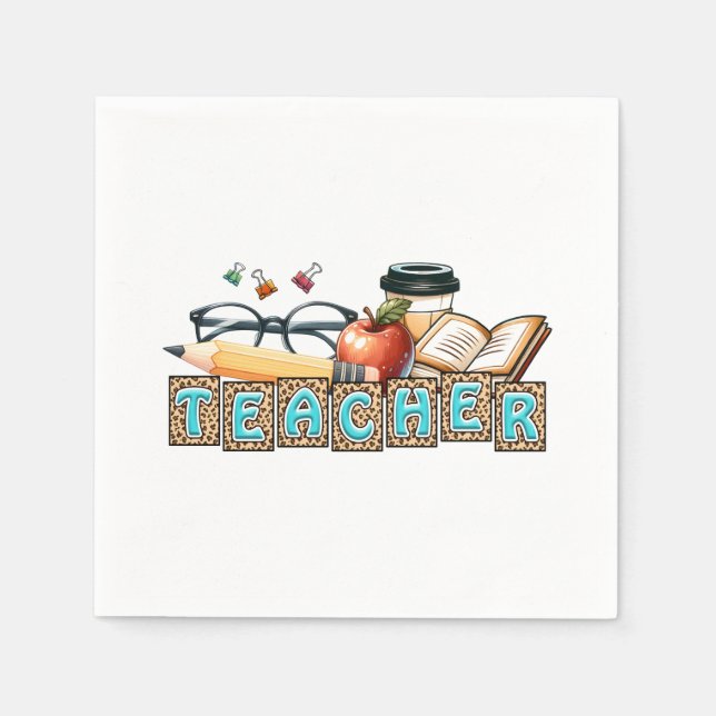 Teacher Gift | Pencil Teacher Napkin (Front)