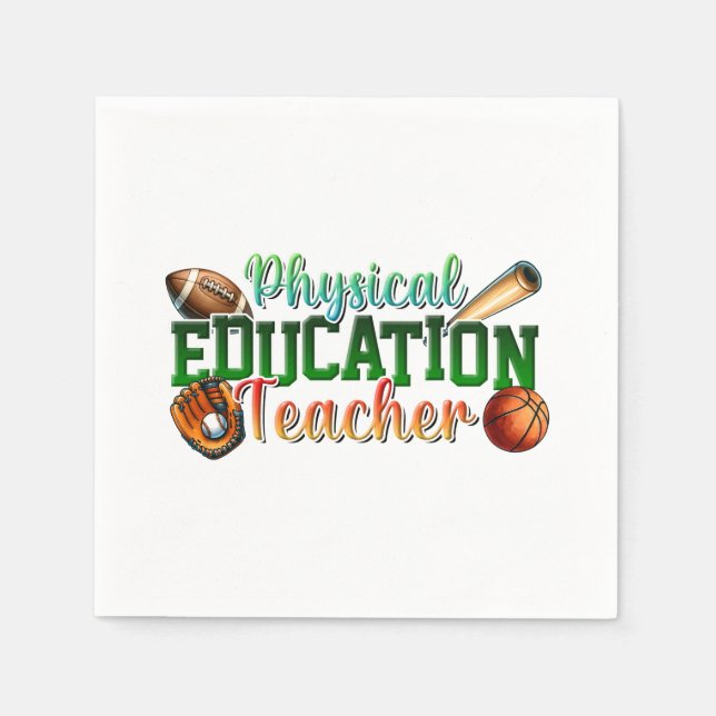 Teacher Gift | Physical Education Teacher Napkin (Front)