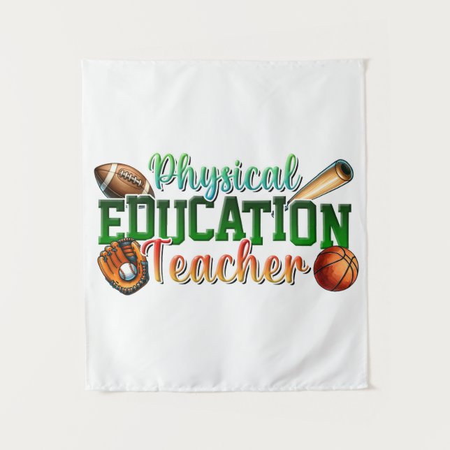 Teacher Gift | Physical Education Teacher Tapestry (Front)