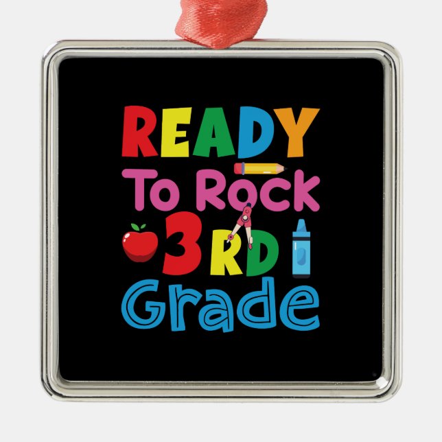 Teacher Gift | Ready To Rock 3rd Grade Metal Tree Decoration (Front)