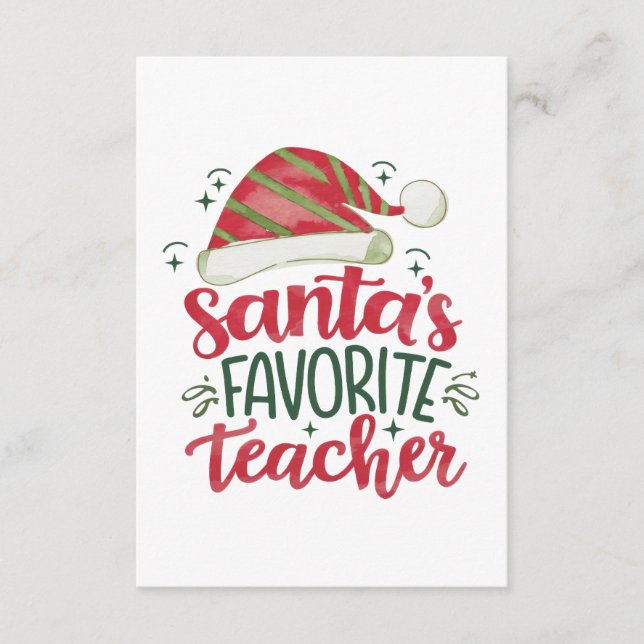 Teacher Gift | Santa's Favourite Teacher Enclosure Card (Front)