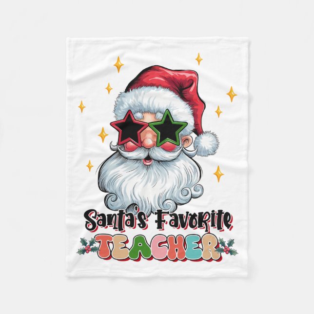 Teacher Gift | Santas Favourite Teacher Fleece Blanket (Front)